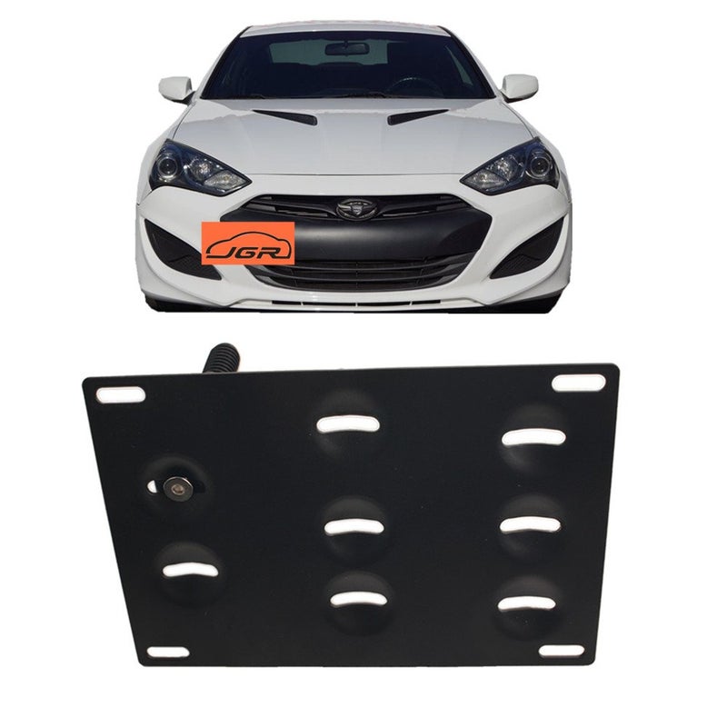 JGR Racing Car No Drill Tow Eye Front Bumper Tow Hole Hook License Plate Mount Bracket Holder Adapter Relocation Kit for Hyundai Genesis Coupe 10-16 2010 2011 2012 2013 2014 2015 2016 - Image 1